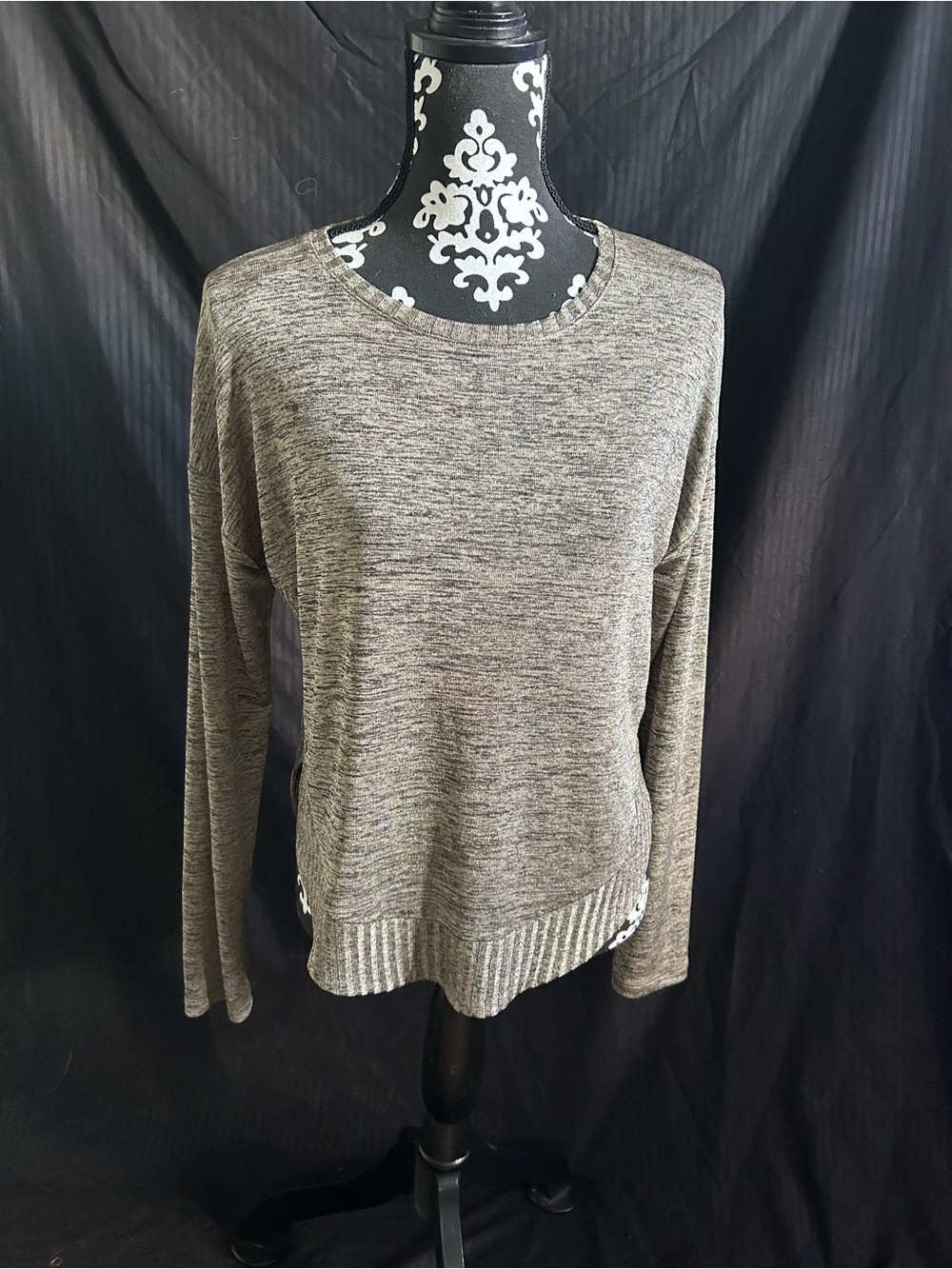 Joseph Ribkoff Heathered Gray Scoop Neck Sweater